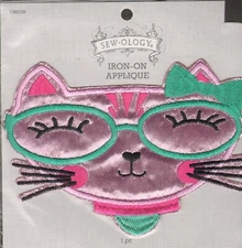 Sew-ology - Iron On Applique Patch 1768159 Whimsical Cool Cat with Glasses