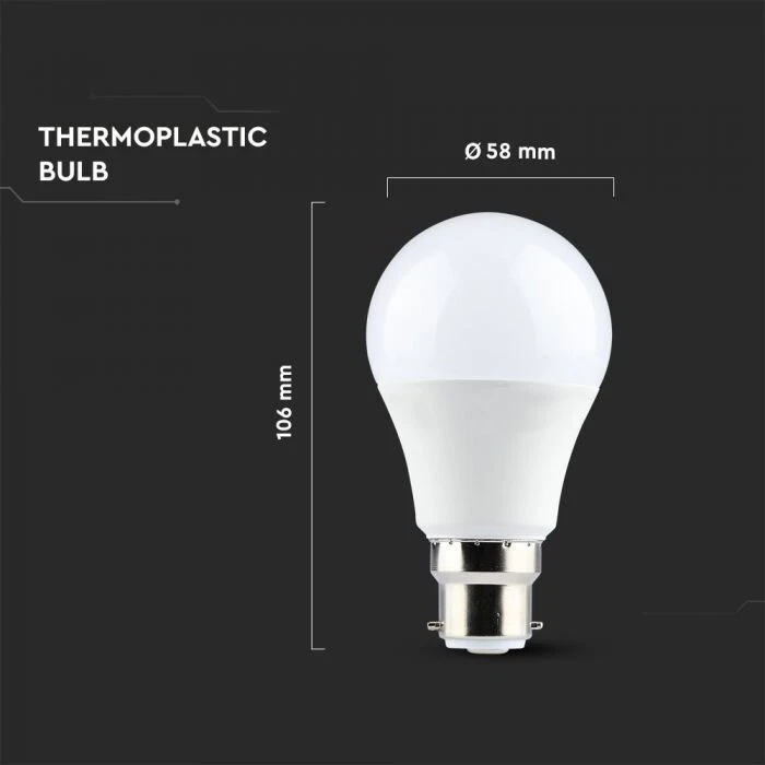 V-TAC 9w (60w) 4000K B22 806lm Non-dim A58 GLS Thermal Plastic Light Bulb - Image 2 of 4
