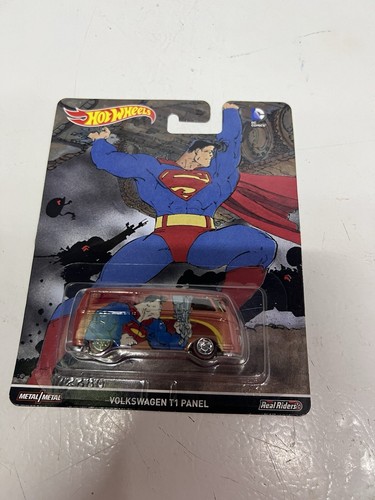 2017 Hot Wheels DC Comics SUPERMAN Volkswagen T1 Panel Bus Premium Real Riders