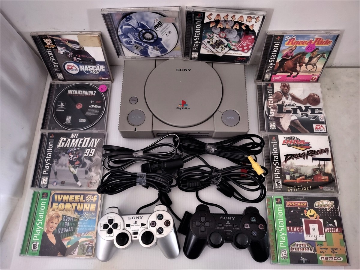 Sony PlayStation System PS1 Console SCPH-7501 Cords, Controllers 10  Games