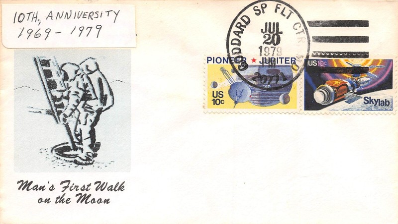 APOLLO 11 LANDING 10th ANNIV.  7/20/79 GODDARD 10c SKYLAB & JUPITER SC#1529/56