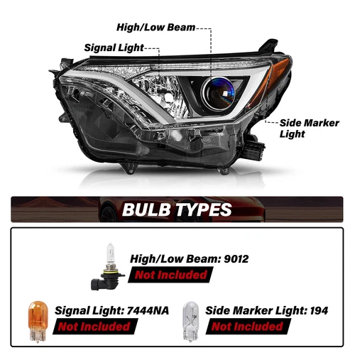 FITs 2016 2017 2018 Toyota Rav4 Headlights Halogen Headlamps Left&Right Pair DOT - Picture 2 of 18