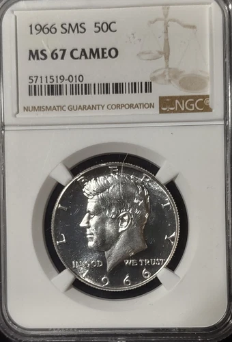 1966 SMS SILVER KENNEDY HALF DOLLAR NGC MS67 CAMEO  SPECIAL MINT SET 50C 