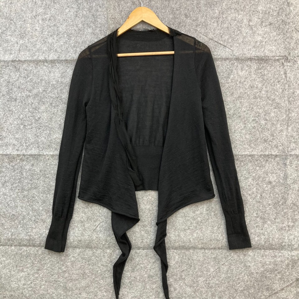 Lauren Vidal Womens Cardigan Size S Small Wool Blend Black Sheer Knit 39329