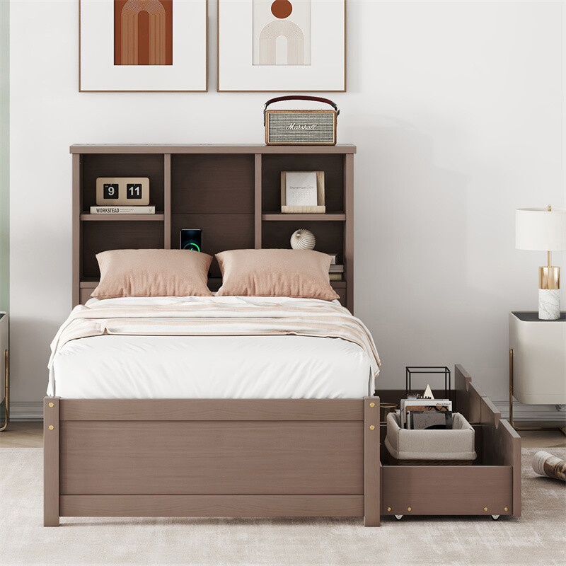 W/built-in Usb Port And Headboard & 2 Drawers