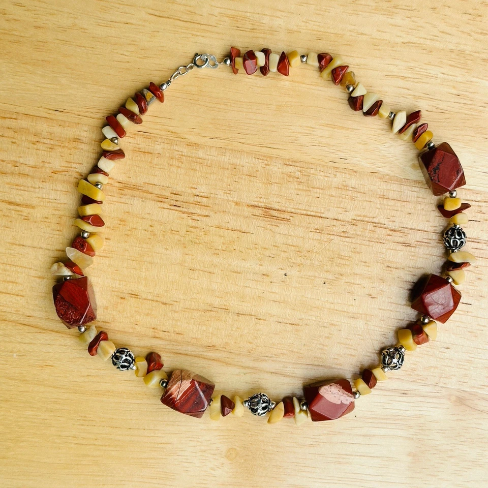 Collar De Colección CW 16" con Pulsera 6.75 Cuentas de Piedra Tribal 925 Esterlina 16" Foto 2 de 4