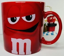 M&M RED Oversized Coffee /Tea MUG 2016 MARS CANDY 16oz + Free Red Xmas Ornament