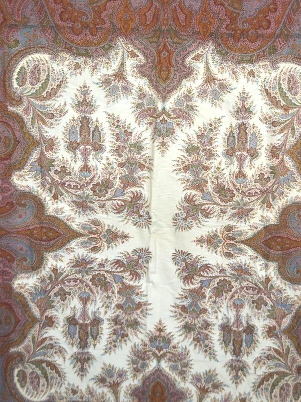 antiguo paisley tejido lana 63x 126 blanco chal central tiro siglo XIX muy bueno Foto 4 de 4