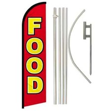Food Windless Full Curve Advertising Restaurant Banner Flag Pole Kit