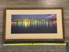 Gorgeous Framed & Matted Photo Of Seattle Over Lake Union Time Lapse Rick Morley