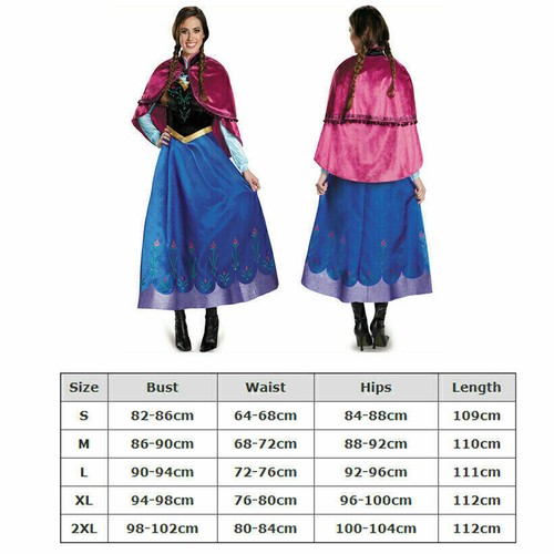 Anna Frozen Erwachsene Lady Party Kleid Cosplay Kostüm Girl Book Week Snow Queen - Bild 10 von 11