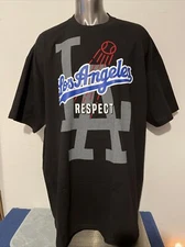 Shaka Wear Los Angeles LA Baseball "RESPECT" Black T-Shirt Men's Size 5XL