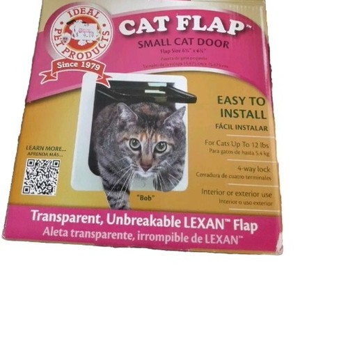 Ideal Pet Products Cat Door W/Flap Small Pet Up To 12lbs 6 1/4" White New Sealed - Picture 2 of 4