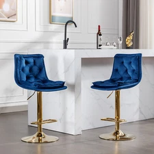 Set of 2 Swivel Bar Stools Adjustable Counter Height Kitchen Dining Chair