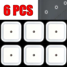 6Pcs Plug-in LED Night Lights Lamp Dusk to Dawn Sensor Hallway Kitchen Bathroom