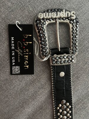 Supreme x BB SIMON BELT Size S/M - Limited Edition Designer Belt .  BLACK 