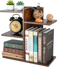 -Mass Desktop Bookshelf Freestanding Wooden Countertop Bookcase Accessories Orga
