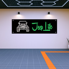 Jeep Life Banner Home Garage Man Cave Wall Decoration 71x24 in Jeep Life Banner Home Garage Man Cave Wall Decoration 71x24 in - Image 1