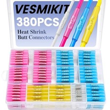 380PCS Heat Shrink Butt Connectors-Marine Grade Waterproof Electrical Wire
