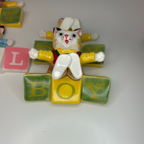 Vintage 1988 Richard Scarry Ceramic Porcelain Wall Hangings Set of 4 Boy /Girl - Picture 3 of 7