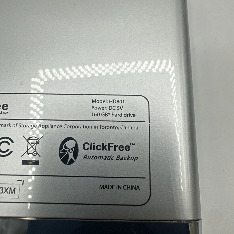Clickfree Automatic Backup 160GB USB Hard Drive HD801 W/USB Cable - Image 3 of 3
