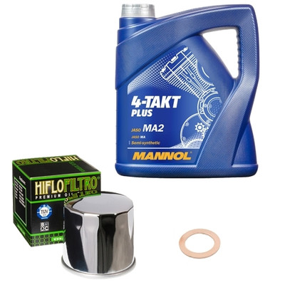 HiFlo Öl Set MN 10W40 4L für Suzuki VL 800 C800B Intruder Blach Ed. Gussrad 2016