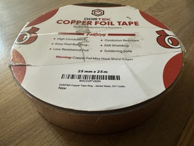 DOMTEK Kupferband Schneckenabweisend 25mmx25M doppelseitig leitfähig Klebeband