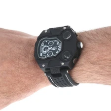 Men's Oversize Watch Tecno Sport Black Finish Black Silicone Band 53mm x 50mm