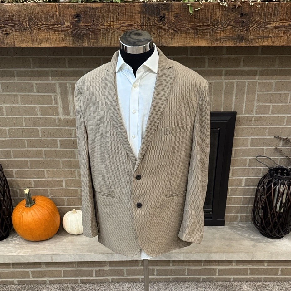 NUEVO Blazer Twillory Hombre 48R Caqui Tostado AIR Performance Elástico 2 Botones Nuevo con Etiquetas Foto 3 de 4