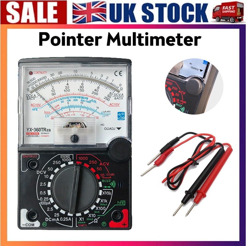 Analog Multimeter OHM Volt DC Current AC/DC Voltage Tester Meter with Test Leads