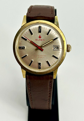 廃盤【WRNB A-1TENT】【WRNB A-2TENT】セット Vintage Buren Automatic 25 Jewel Date 34mm Swiss Gold Plated