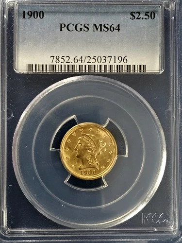 1900 $2.50 PCGS MS 64 Gold Liberty Quarter Eagle, Uncirculated $2 1/2 Type Coin