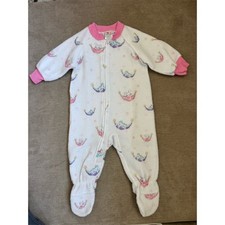 Vintage Carter's Baby Baby Footed Sleeper Pajamas Bunny Moon Stars White 12M