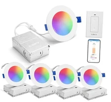  Smart Recessed Zigbee 3.0 Lighting 4 Pack RGBCW Dimmable, Downlight. 4 inch