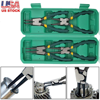 4Pcs 7'' Internal/External Snap Ring Pliers Set Heavy Duty Circlip Pliers Kit