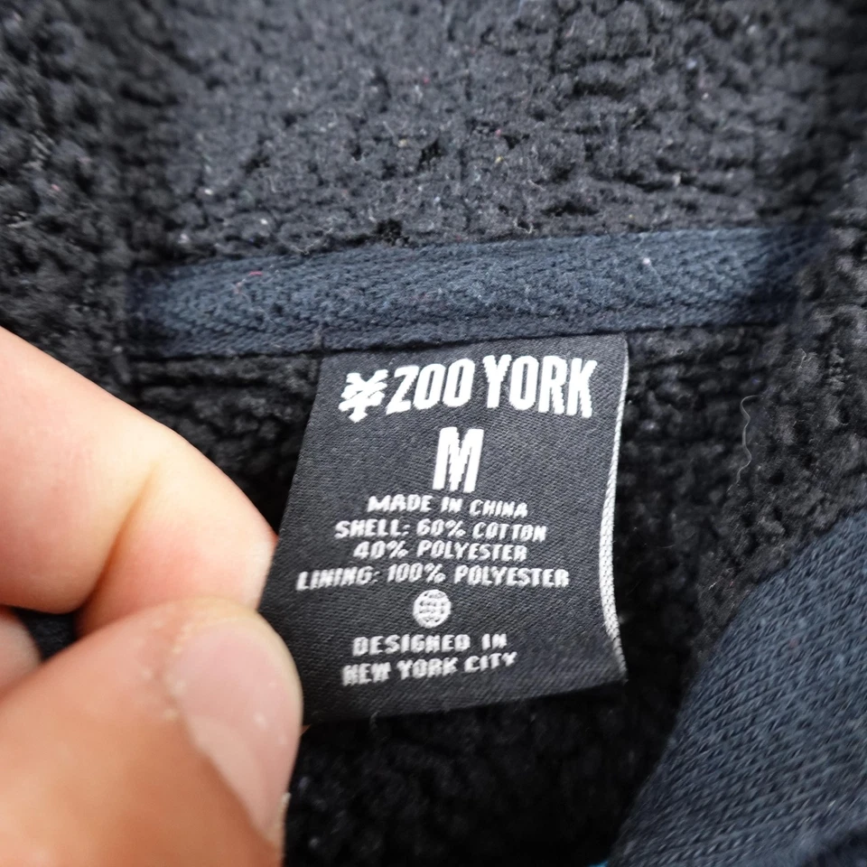 Zoo York Sudadera con Capucha Para Hombres M Negra Cremallera Completa Forrada Sherpa Sudadera Chaqueta Patín Y2K Foto 4 de 4