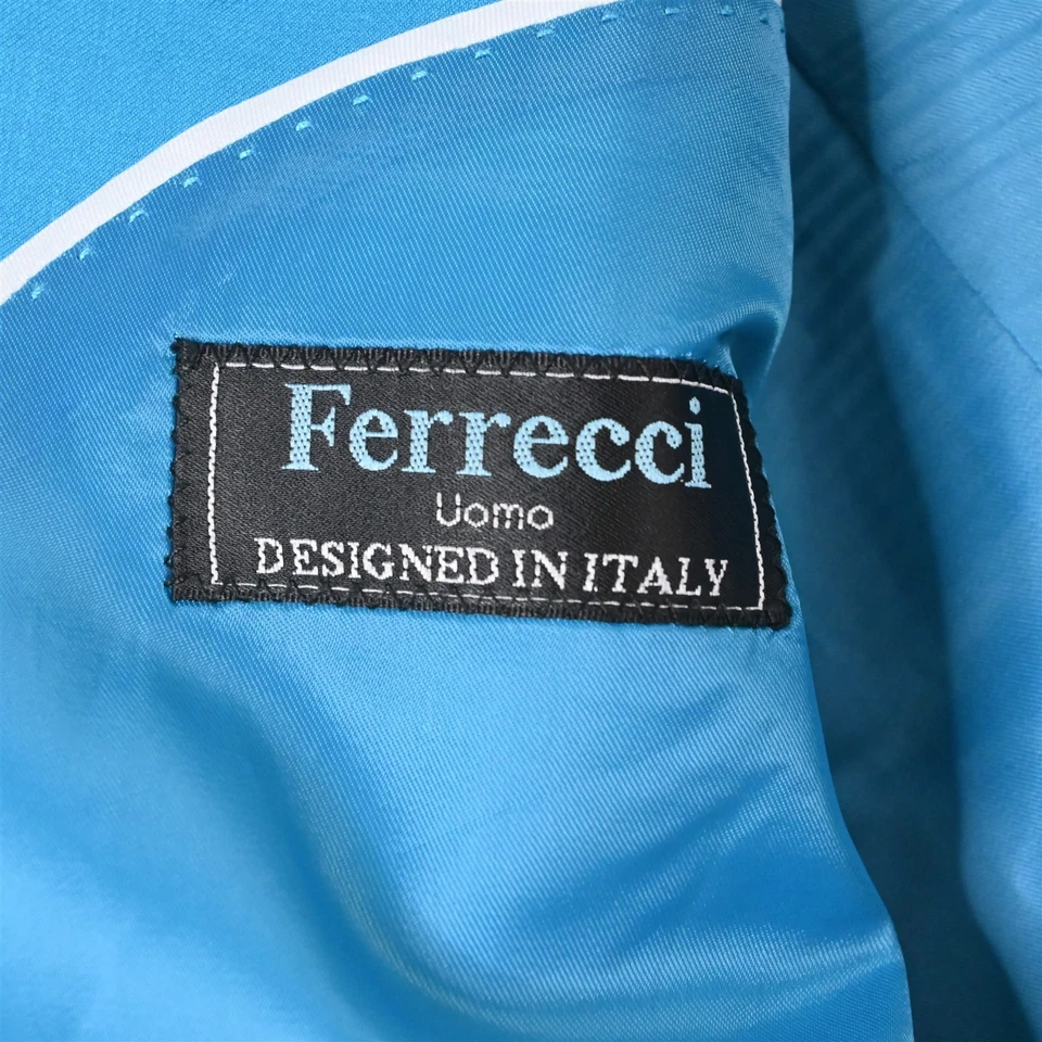 Ferrecci 46R 36x30 Bright Blue Mens Jacket Pants Suit - Image 4 of 4