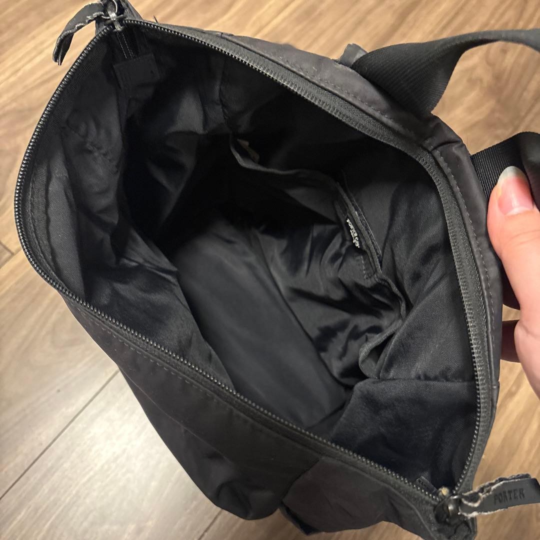 Porter Black Nylon Backpack  adjustable strap zip… - image 8