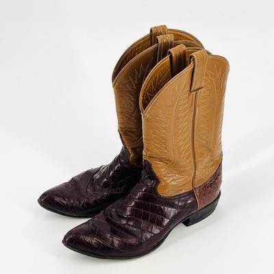 Vintage Tony Lama Cowboy Boots 8.5 Mens Exotic Alligator 1960s El Paso TX