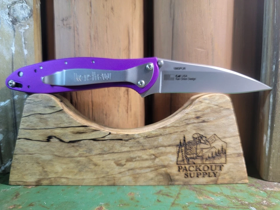 Navaja de bolsillo plegable nueva en la caja Kershaw apertura asistida puerro 1660PUR Foto 4 de 4