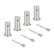 4Pcs M12x30mm Clevis Pins, Single Hole Flat Head Hitch with Cotter Pins, Silver