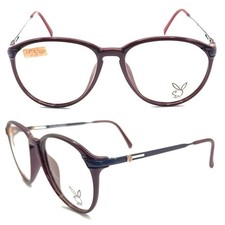 Playboy 4624 Vintage 80s Aviator Eyewear Burgundy, Blue and Gold Bunny Glasses