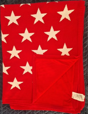 Mothercare Red Knitted Blanket white stars reverse fleece 80x100cm