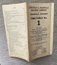 Louisville And Nashville RR 9/10/72  Employee Timetable-Louisville(also x  Monon