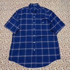 Vintage Towncraft Big Blue Plaided Short Sleeve Button Up Medium