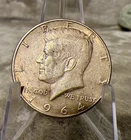 1964 Kennedy Silver Half Dollar AU, 90% Silver, Light Rainbow Toned #2696