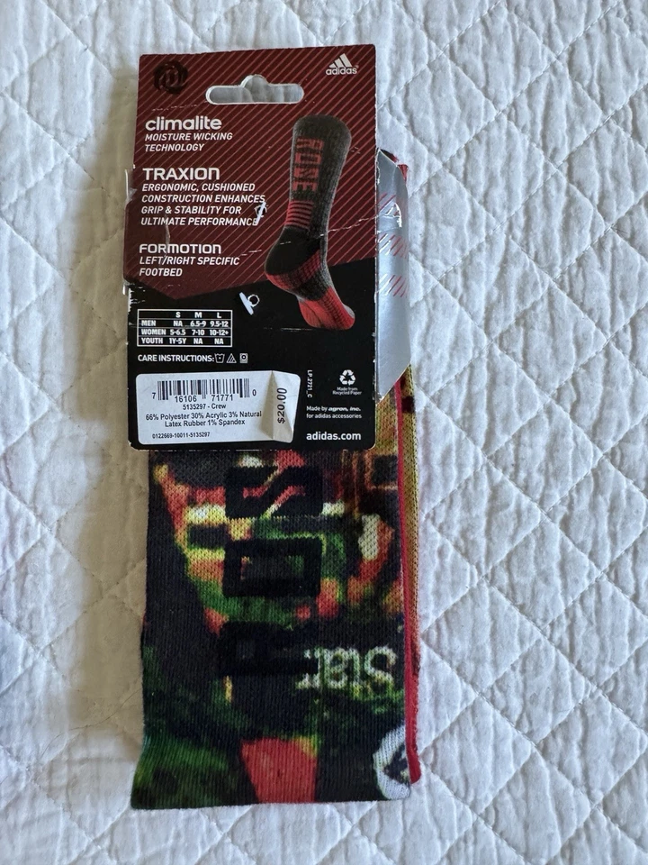Chicago Bulls Derrick Rose Adidas Crew Socks Size Large 9-13 NWT Retail $16 - Image 3 of 3