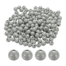 300pcs 12mm Light Gray Round Wood Beads 3.3mm Large Hole for Jewelry Making