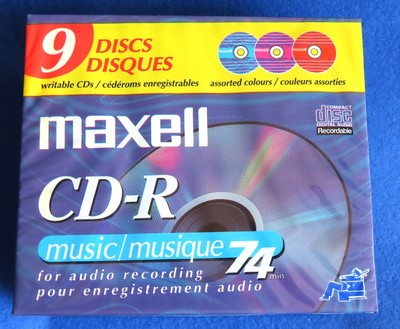 Maxell CD-R Music 74 min. for Audio Recording Factory Sealed Never Used 9 Pack