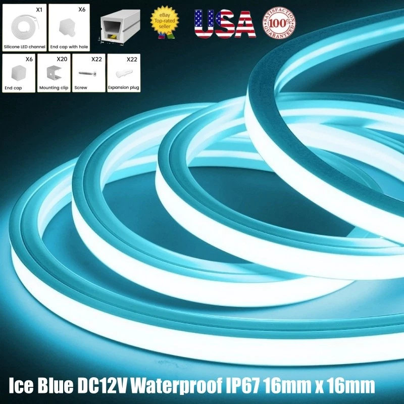 Neon LED Strip Lights 16.4ft 24V Waterproof Flex Silicone Tube In/Outdoor Decor